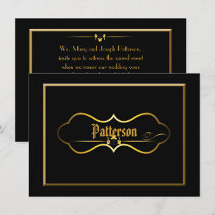 Black & Gold Wedding Vow Erneuerung Einladung