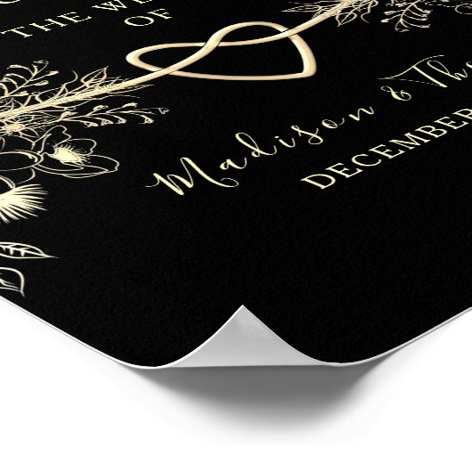 Black Gold Wedding Welcome Poster (Ecke)