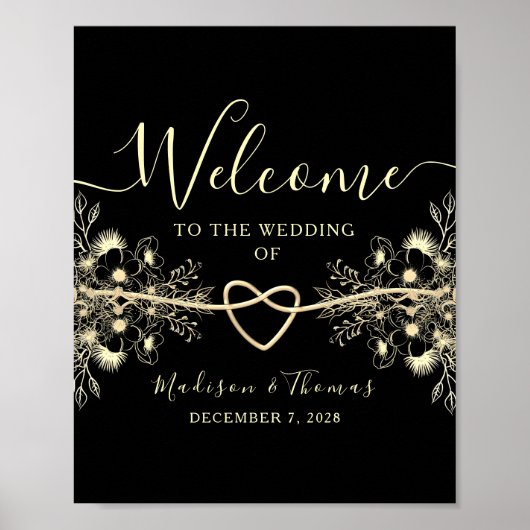 Black Gold Wedding Welcome Poster (Vorne)