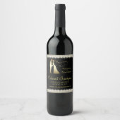 Black Gold Wedding Wine Bottle Labels Weinetikett (Vorderseite)