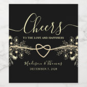 Black Gold Wedding Wine Flasche Label Weinetikett (Einzelnes Label)