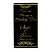 Black & Gold Wedding Wine Label (Vorne)