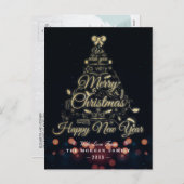 Black & Gold Weihnachten & Happy New Year Typograf (Vorne/Hinten)