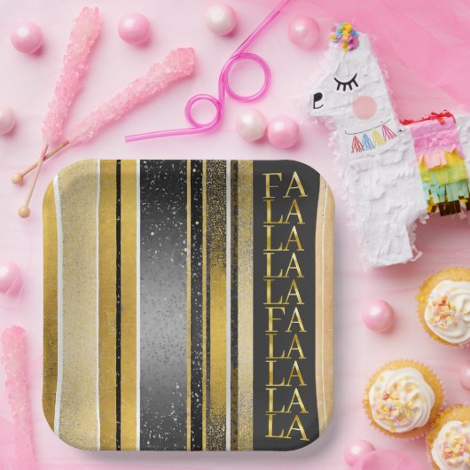 Black Gold Weihnachten La La Pattern#27 ID1009 Pappteller (Party)