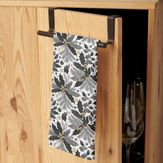 Black Gold Weihnachten Merry Pattern#17 ID1009 Geschirrtuch (Drittel gefaltet)