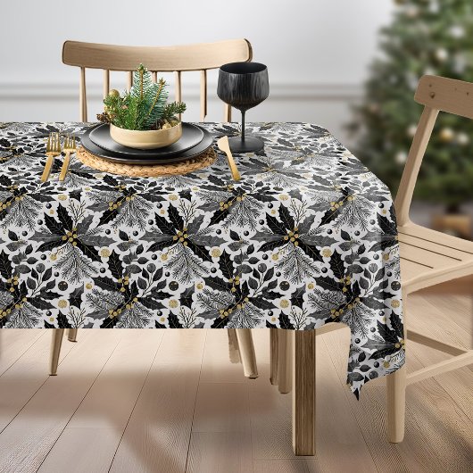 Black Gold Weihnachten Merry Pattern#17 ID1009 Tischdecke