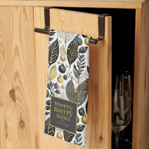 Black Gold Weihnachten Merry Pattern#21 ID1009 Geschirrtuch