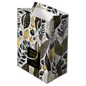Black Gold Weihnachten Merry Pattern#21 ID1009 Mittlere Geschenktüte (Vorderseite Schrägansicht)