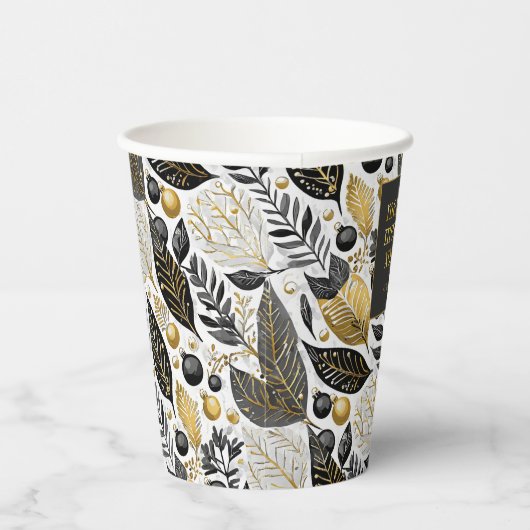 Black Gold Weihnachten Merry Pattern#21 ID1009 Pappbecher (Rechts)