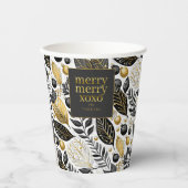 Black Gold Weihnachten Merry Pattern#21 ID1009 Pappbecher (Vorderseite)