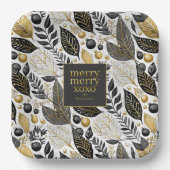 Black Gold Weihnachten Merry Pattern#21 ID1009 Pappteller (Vorderseite)