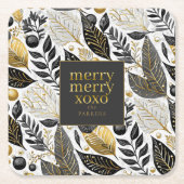 Black Gold Weihnachten Merry Pattern#21 ID1009 Rechteckiger Pappuntersetzer (Vorderseite)