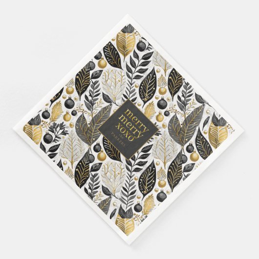 Black Gold Weihnachten Merry Pattern#21 ID1009 Serviette (Ecke)