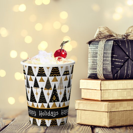 Black Gold Weihnachten Merry Pattern#25 ID1009 Pappbecher
