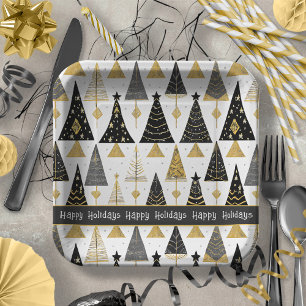 Black Gold Weihnachten Merry Pattern#25 ID1009 Pappteller