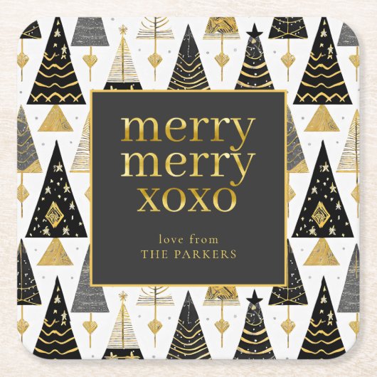 Black Gold Weihnachten Merry Pattern#25 ID1009 Rechteckiger Pappuntersetzer (Vorderseite)