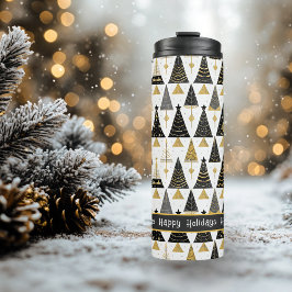 Black Gold Weihnachten Merry Pattern#25 ID1009 Thermosbecher