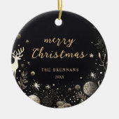 Black Gold Weihnachten Moderne Elegante Festlich e Keramik Ornament (Vorne)