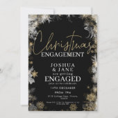 Black & Gold Weihnachts-Engagement Einladung (Vorderseite)
