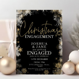 Black & Gold Weihnachts-Engagement Einladung
