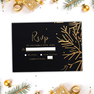 Black Gold Weihnachts-Party Moderne Elegante Feier RSVP Karte