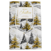 Black Gold Weihnachts Pattern#4 ID1009 Wrapping Mittlere Geschenktüte (Vorderseite)