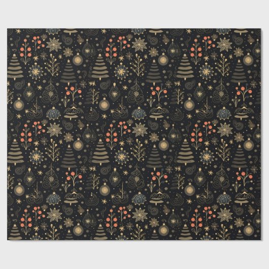 Black & Gold Weihnachts-Wrapper Geschenkpapier (Flach)