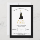 Black Gold Weihnachtsbaum Cookie Exchange Einladung (Vorderseite)