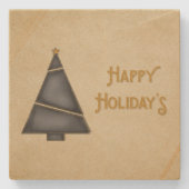 Black Gold Weihnachtsbaum Happy Holidays Steinuntersetzer (Vorderseite)