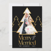 Black & Gold Weihnachtsbaum Neugezogenes Foto Feiertagskarte (Vorderseite)