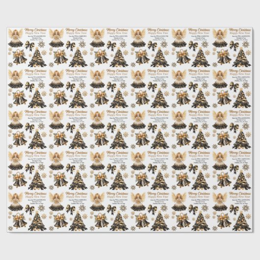 Black Gold Weihnachtsbilder Geschenkpapier (Flach)