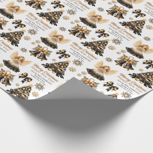 Black Gold Weihnachtsbilder Geschenkpapier (Ecke)