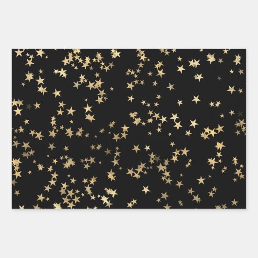 Black & Gold Weihnachtsfeiertag Geschenkpapier Set (Vorderseite 2)