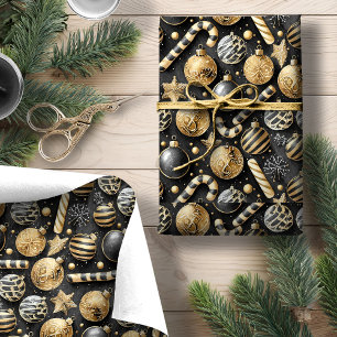 Black Gold Weihnachtsmuster#12 ID1009 Geschenkpapier