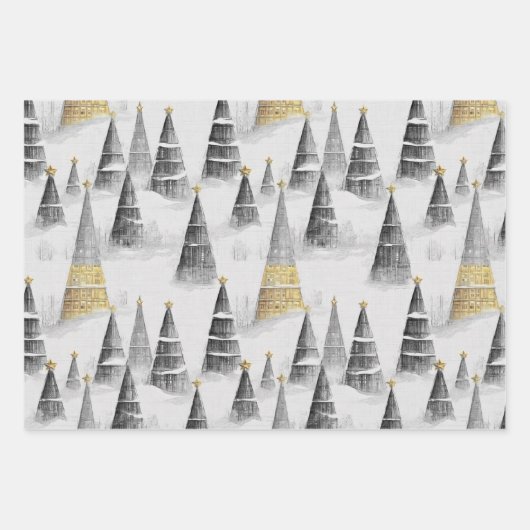 Black Gold Weihnachtsmuster #2#8#32 ID1009 Geschenkpapier Set (Vorderseite 2)