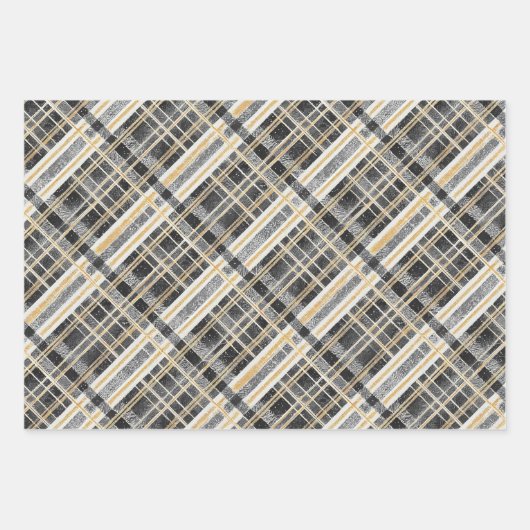 Black Gold Weihnachtsmuster #2#8#32 ID1009 Geschenkpapier Set (Vorderseite)