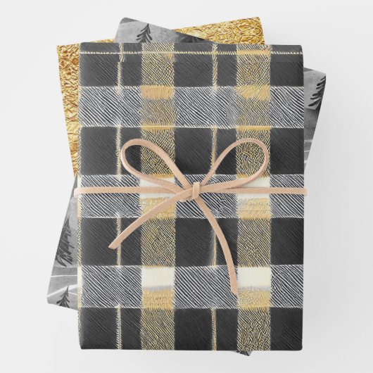 Black Gold Weihnachtsmuster #7#10#33 ID1009 Geschenkpapier Set (Beispiel)