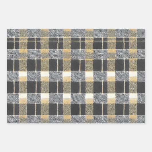 Black Gold Weihnachtsmuster #7#10#33 ID1009 Geschenkpapier Set (Vorderseite)