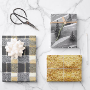 Black Gold Weihnachtsmuster #7#10#33 ID1009 Geschenkpapier Set