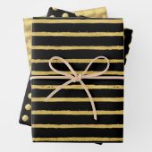 Black Gold Weihnachtsmuster Geschenkpapier Set (Beispiel)