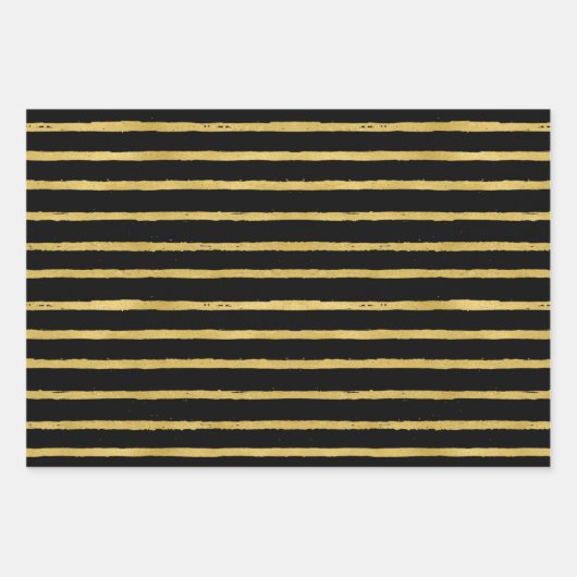 Black Gold Weihnachtsmuster Geschenkpapier Set (Vorderseite)