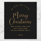 Black Gold Weihnachtsweinlabel Weinetikett (Einzelnes Label)