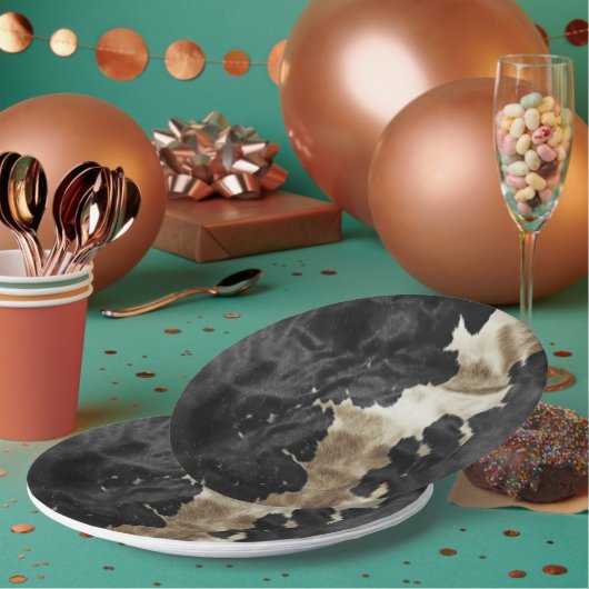 Black Gold Western Cowhide Pappteller (Multi)