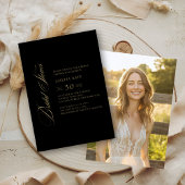 Black & Gold Whimsy Script Brautparty Foto Einladung