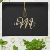 Black Gold Whisky Monogram Geschirrtuch (Gefaltet)