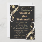 Black Gold White Abschluss 2025 Einladung (Rückseite)