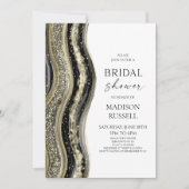 Black Gold White Agate Elegant Bridal Shower Einladung (Vorderseite)