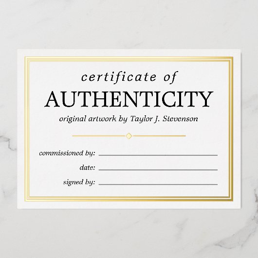 Black Gold White Certificate of Authenticity Folieneinladung (Vorderseite)