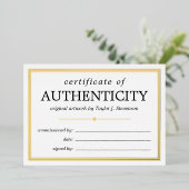 Black Gold White Certificate of Authenticity Folieneinladung (Stehend vorne)
