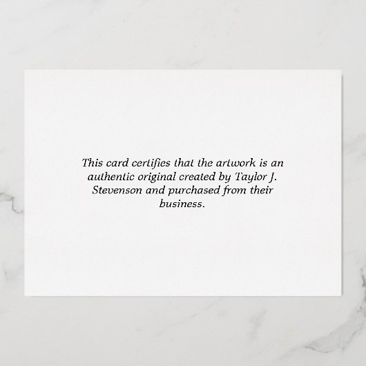 Black Gold White Certificate of Authenticity Folieneinladung (Rückseite)